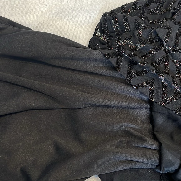 Black Bodycon Mock Neck Sequioin Long Sleeve Mini Short Dress - Picture 8 of 12